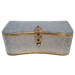Judith Leiber Vintage Box Clear Swarovski Crystal Minaudiere Evening Bag Clutch