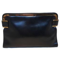 Judith Leiber Vintage Black Leather Clutch