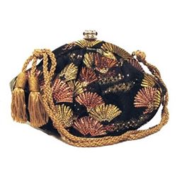 Judith Leiber Embroidered Silk & Swarovski Fan Evening Bag