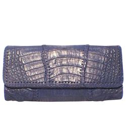 Carlos Falchi Blue Crocodile Patchwork Clutch