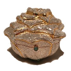 Judith Leiber Swarovski Crystal Rose Minaudiere Evening Bag