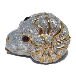 RARE Judith Leiber Swarovski Crystal Ram Head Minaudiere