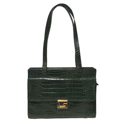 Gucci Vintage Green Alligator Shoulder Bag