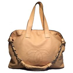 Chanel Buttery Beige Lambskin Weekend Shoulder Bag Tote
