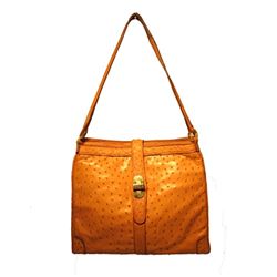 Vintage Mark Cross Tan Ostrich Shoulder Bag