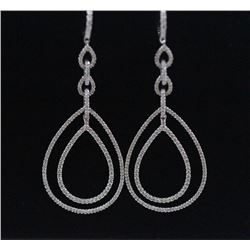 18K White Gold Diamond Earring; Gold-12.21 Grams ; Diamond-2.14ct/Round Shape-386 Pieces
