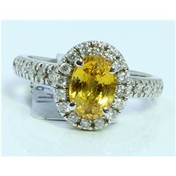 YELLOW SAPPHIRE 1.9CT  14K WHITE GOLD RING