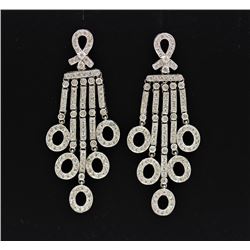 18K White Gold Diamond Earring; Gold-15.35 Grams ; Diamond-1.67ct/Round-268Pieces