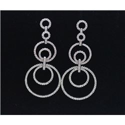 18K White Gold Diamond Earring; Gold-14.01 Grams; Diamond-1.76ct/Round Shape-332 Pieces