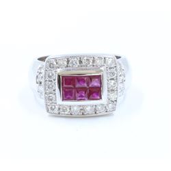 14K White Gold Ruby Ring:9.41gDiamond:0.57ctRuby:0.68ct
