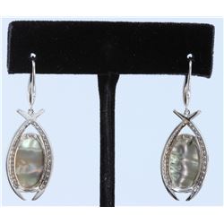 14K 14K White Gold Mother of Earring:9.6g/Diamond:0.48ct/M.of Pearl:2ea