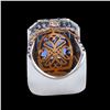 Image 3 : GIA 13.58CT NATURAL CEYLON BLUE SAPPHIRE 18K WHITE AND ROSE GOLD RING