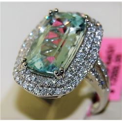 Aquamarine 6.42ct 14K White Gold 7.20gm Ring
