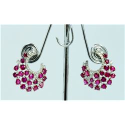 RUBY 7.98CT 14K WHITE GOLD EARRING 8.20GRAM  DIAMOND 0.80CT