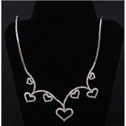 18K White Gold Diamond Necklace; Gold-23.59 Grams; Diamond-2.83ct/Round-204 Pieces