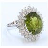 Image 2 : GREEN TOURMALINE OVAL 9.04CT 14K WHITE GOLD RING 5.57GRAM DIAMOND 1.49CT