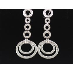 18K White Gold Diamond Earring; Gold-18.01Grams  ; Diamond-3.19ct/Round-242 Pieces