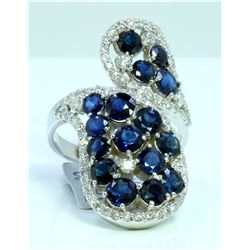 BLUE SAPPHIRE 4.17CT 14K WHITE GOLD RING