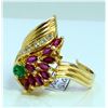 Image 2 : RUBY AND  EMERALD 2CT 14K YELLOW GOLD RING