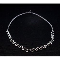 18K White Gold Diamond Necklace; Gold-24.58Grams;  Diamond 3.63ct/Round Shape-259 Pieces