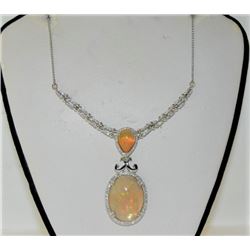 12.35ct Opal 14K White Gold 8.50gm Necklace