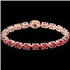 Image 2 : 17.25 CTW Pink Tourmaline & VS/SI Diamond Micro Halo Bracelet 14K Rose Gold - REF-218W2F - 40242