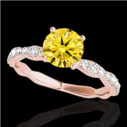 1.4 CTW Certified Si/I Fancy Intense Yellow Diamond Solitaire Ring 10K Rose Gold - REF-156F4N - 3487