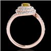 Image 2 : 2.11 CTW Certified Si/I Fancy Intense Yellow Diamond Solitaire Halo Ring 10K Rose Gold - REF-290N9Y 
