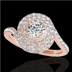 1.86 CTW H-SI/I Certified Diamond Solitaire Halo Ring 10K Rose Gold - REF-245Y5K - 34505