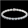 Image 2 : 20 CTW Aquamarine Eternity Designer Inspired Tennis Bracelet 14K White Gold - REF-178Y2K - 23384