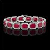 Image 1 : 38.61 CTW Ruby & Diamond Halo Bracelet 10K White Gold - REF-424X5T - 41525