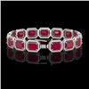 Image 2 : 38.61 CTW Ruby & Diamond Halo Bracelet 10K White Gold - REF-424X5T - 41525