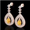 Image 1 : 2.25 CTW Citrine & Micro Pave VS/SI Diamond Earrings Designer 14K Rose Gold - REF-99M8H - 23149