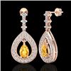 Image 2 : 2.25 CTW Citrine & Micro Pave VS/SI Diamond Earrings Designer 14K Rose Gold - REF-99M8H - 23149