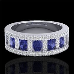 1.75 CTW Tanzanite & Micro Pave VS/SI Diamond Inspired Ring 10K White Gold - REF-64M4H - 20831
