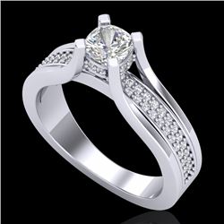 1.01 CTW Cushion VS/SI Diamond Solitaire Micro Pave Ring 18K White Gold - REF-200K2W - 37160