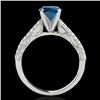 Image 2 : 1.41 CTW Si Certified Blue Diamond Solitaire Antique Ring 10K White Gold - REF-176W4F - 34698