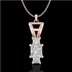 1.54 CTW Princess VS/SI Diamond Solitaire Art Deco Necklace 18K Rose Gold - REF-418T2M - 37203