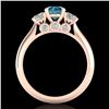 Image 4 : 1.5 CTW Intense Blue Diamond Solitaire Art Deco 3 Stone Ring 18K Rose Gold - REF-174H5A - 38266