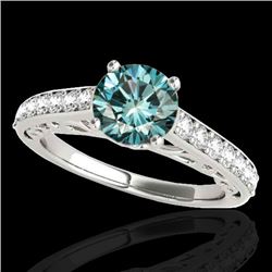 1.65 CTW Si Certified Fancy Blue Diamond Solitaire Ring 10K White Gold - REF-203T6M - 35028