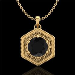 0.76 CTW Fancy Black Diamond Solitaire Art Deco Stud Necklace 18K Yellow Gold - REF-47Y3K - 37515