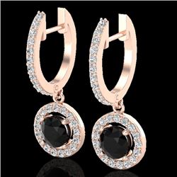 1.75 CTW Micro Pave Halo VS/SI Diamond Earrings 14K Rose Gold - REF-89M3H - 23252