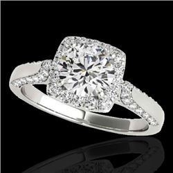 1.5 CTW H-SI/I Certified Diamond Solitaire Halo Ring 10K White Gold - REF-176F4N - 33364