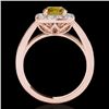 Image 2 : 1.55 CTW Certified Si/I Fancy Intense Yellow Diamond Solitaire Halo Ring 10K Rose Gold - REF-174N5Y 