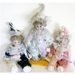 Three Collectible Edition Clown Dolls