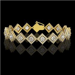 11.7 CTW Princess Cut Diamond Designer Bracelet 18K Yellow Gold - REF-2148N4Y - 42799