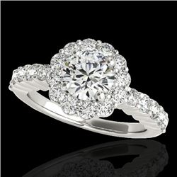 1.75 CTW H-SI/I Certified Diamond Solitaire Halo Ring 10K White Gold - REF-180Y2K - 34159