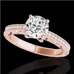 1.25 CTW H-SI/I Certified Diamond Solitaire Antique Ring 10K Rose Gold - REF-158A2X - 34739