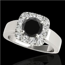 1.55 CTW Certified VS Black Diamond Solitaire Halo Ring 10K White Gold - REF-90W8F - 34241