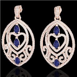 7 CTW Tanzanite & Micro Pave VS/SI Diamond Heart Earrings 14K Rose Gold - REF-381N8Y - 21162